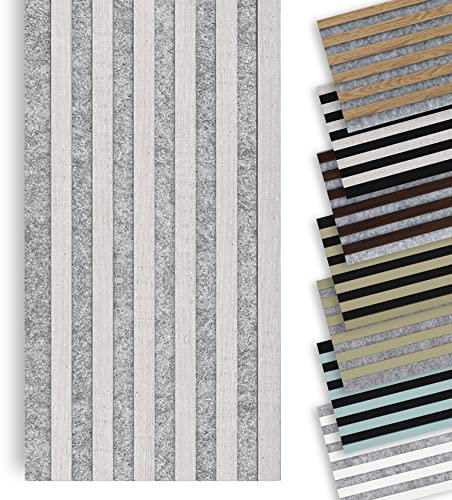 MARBET DESIGN Lamellenwand Woodline 270x30cm Akustikpaneele Holz, Wandpaneele Holzpaneele Wand (Grau - Beton, 1 Paneel / 0.81 m²)