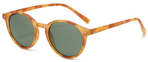 kachawoo Occhiali da sole polarizzati retrò rotondi occhiali da sole per uomini donne protezione UV trendy eyewear, L