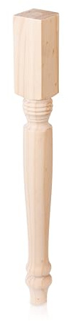 Waddell Farmhouse Pine Table Leg (1 Count, 21 H) | Decorative Unfinished Wooden Table Legs for DIY Home Projects | Woodworker Replacement Furniture Parts for Crafts or Repurposing Vintage Room Decor
