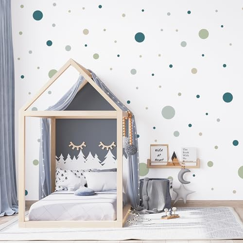 Muralo 150 Stück Wandtattoo, Mädchen, Klebepunkte, Bunt, Dots - 60x30 cm | Wandsticker, Modernes Design - ideal für Kinderzimmer, Babyzimmer, Ein echter Blickfang im Raum, einfach anzubringen