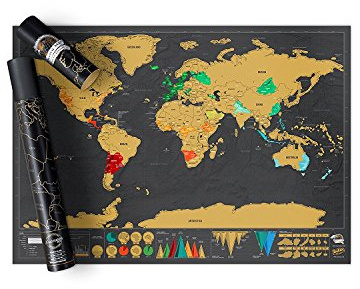 Monsterzeug Weltkarte zum Rubbeln, Deluxe Scratch Map, Weltkarte Poster, Kratzbilder, Rubbel Weltkarte, Weltkarte zum Freirubbeln, Landkarte Reise Geschenk, Scratch Off Map, Geschenke für Reisende