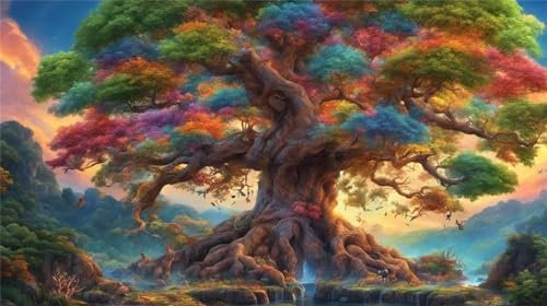 Diamond Painting Erwachsene, DIY 5D Baum des Lebens Diamant Painting Bilder Kinder, Basteln Erwachsene Weihnachten Diamond Painting Zubehör Set für Geschenk Herbst Deko Schlafzimmer(28.4x16in)-2N