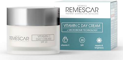 Remescar Crema de Día Vitamina C SPF 20 50ml - Hidratante facial antiarrugas para mujer y hombre - Nutre y revitaliza la piel - Protección solar y luminosidad para un cutis más firme y saludable