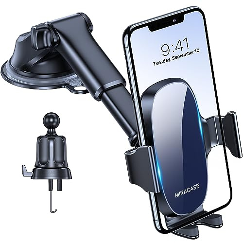 Miracase Handyhalterung Auto Universal [Starker Saugnapf und Metallhaken] kfz Handy Halterung lüftung Armaturenbrett Windschutzscheibe Handyhalter für iPhone Galaxy Alle Smartphone Blau