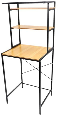 3-Tier Over Washing Machine Storage Unit, Washer and Dryer Storage Shelf | Bathroom Space Saving Organizer Rack, Space-Saving Storage Shelf for Washer and Dryer, Black, 69×60×176.5cm