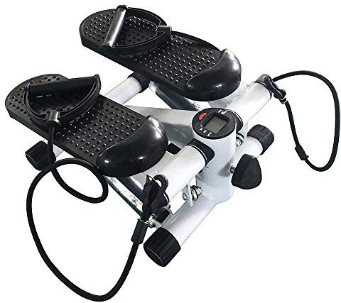 OHMG Stepper, 2-in-1 Mini-Stepper, Heimtrainer, Stepper für Zuhause, Stepper Fitness Maschine mit Widerstandsband und LCD-Monitor, Up-Down Stepper, Swing (B-schwarz)