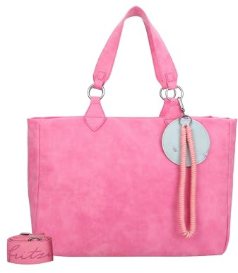 Fritzi Izzy Vintage Shopper Kunstleder Damen Handtasche Umhängetasche City vegan Etui Kordelschnur 29 x 42 x 15 cm – Rosa, Schwarz, Cognac, Olive, Grau, Beige, Pink, Blau, Curry, Rot, Anthrazit