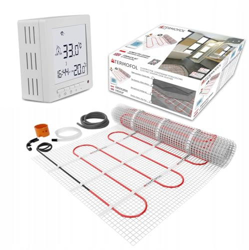 Termofol Kit Riscaldamento a Pavimento con Termostato - Riscaldamento Elettrico a Pavimento - Superficie - 15 m² - Potenza 150W/m², per Bagno, Soggiorno e Cucina - Termostato - H2