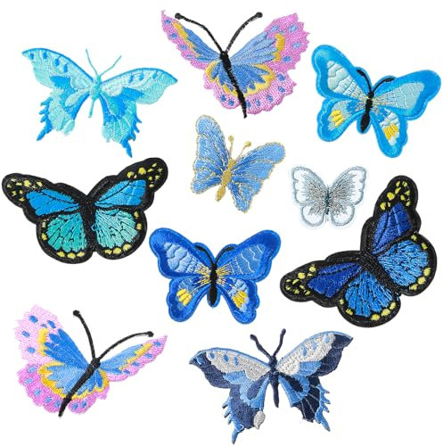 Molain 10 Stück Schmetterling Patches Zum aufbügeln, Bügelflicken Schmetterlings Aufnäher Patches Schmetterlings Applikationen bügelbilder für Jeans, Jacken, Kinderbekleidung, Tasche, Mützen