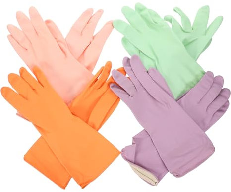 STOBAZA 4pairs Clean Latex Gloves for Kitchen and Dish Washing Reusable for Hand Protection during Cleaning Tasks