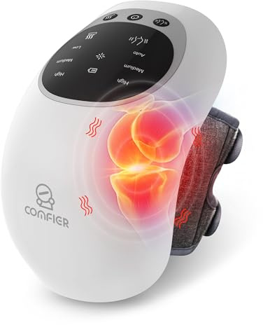 COMFIER Masajeador de Rodilla Inalámbrico con Calor, Masaje Rodilleras por Vibración, Rodillera Calentable con Pantalla LED Grande, Correas Ajustables, Regalo para Hombres y Mujeres
