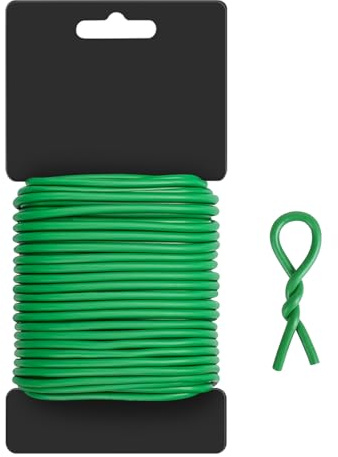 dabinzhijia 30M Alambre Verde para Plantas 3.5mm, Alambre de Metal Suave para Atar y Sostener Tomates, Plantas Trepadoras y Flores, Fácil de Cortar, No Daña los Tallos (Style 1)