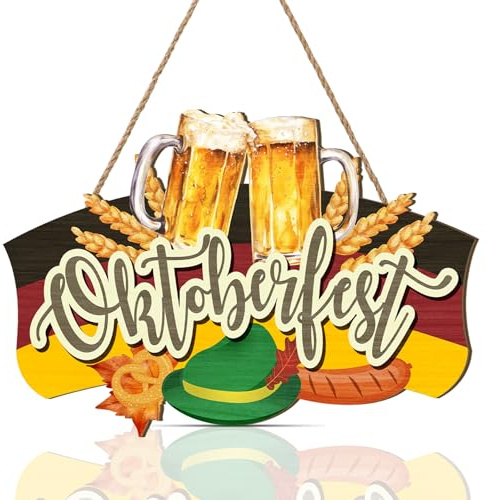 CHDITB Oktoberfest Deko,Oktoberfest Wall Art Deutsch Bier Festival,Willkommensschild,Willkommen Türdeko Oktober Fest Prost Haustür Deko,Bierfest Schild Zum Aufhängen,Oktoberfestparty dad best catch