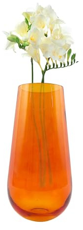 Point-Virgule Vase, deko Wohnzimmer, blumenvasen aus Glas, wunderschön, orange, 17.5x35cm