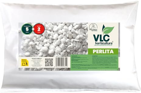 VLC Horticultura Perlita Expandida para Jardinería, Cultivo y Sustratos – Aireación, Drenaje y Retención de Humedad – Opciones de 3+1L, 5+2L y 10+5L (5+2 litros)