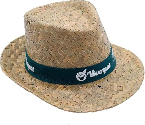 SILABA TONICA Sombreros de Paja Personalizados - Pack 10 Gorros con Logo o Frase - Color de la Cinta a Elegir - Sombrero Hombre y Mujer para Eventos - Estilo Tirolés