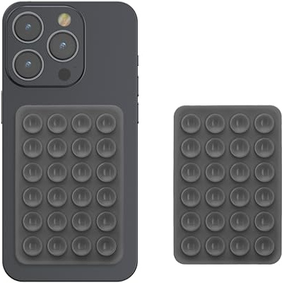 kwmobile Set da 2 Ventose per Telefono in Silicone - Ventosa Cellulare Compatibile con iPhone e Android - Supporto Adesivo - Rettangolare 5,5 x 8 cm - Grigio Scuro/Grigio Scuro
