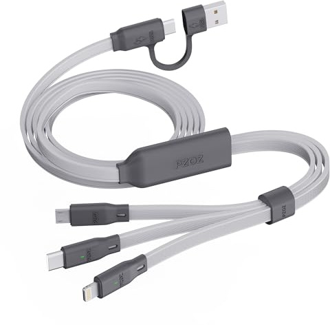 PZOZ Multi Ladekabel 3 in 1, USB C Schnellladekabel, 3-in-1 | Typ C 100W, Lightning Ladekabel 27W, MICRO USB A Kabel 10W, für iPhone 17 16 15 14 iPad Pro MacBook Samsung