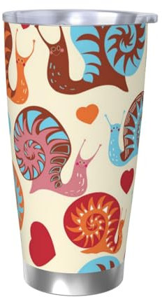 WSHFFILO Tasse aus Edelstahl mit niedlichem Schneckenmotiv, 590 ml