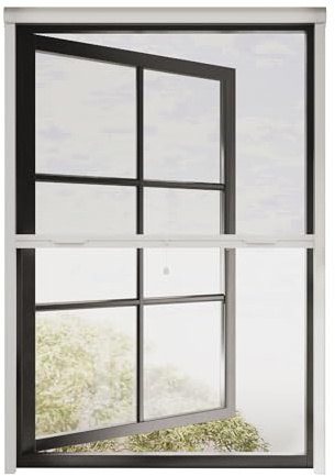 Cocoon Fliegengitter Fenster 100 x 150, Insektenschutzrollo mit Kasette Kürzbar, Mückennetz Fenster Einfache Montage - Rahmen in Weiß