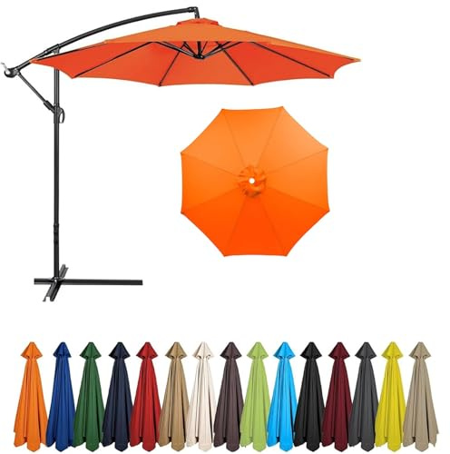 Sonnenschirm Ersatzbezug 2m 2.3m 2.5m 2.7m 3.5 4.0m 6/8 Streben,Sonnenschirm Stoff,Terrassenschirm Ersatzdach UV-Schutz,Gartenschirm Ersatz-Überdachung, (Orange,8ribs:4m/13.1ft)