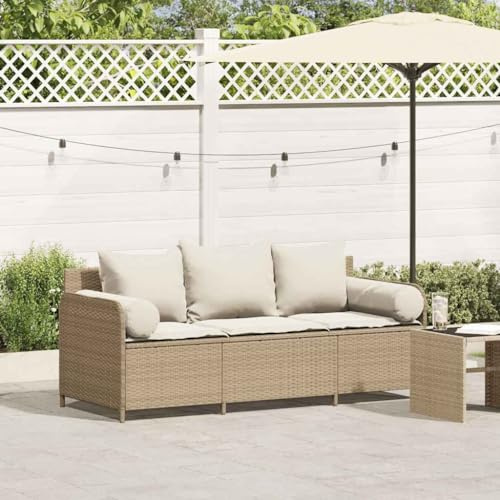 Festnight Sofa Rattan 3 Sitzer Balkonsofa Balkon Kleiner Balkon Wetterfest Lounge Gartenbank Outdoor