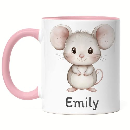 Kiddle-Design Kindertasse mit Namen Personalisiert, Personalisierte Tasse Kinder mit Elefant, Namenstasse Elefanttasse, Kinderbecher als Geschenk zur Geburt, Taufe Weihnachten - Tasse Weiß