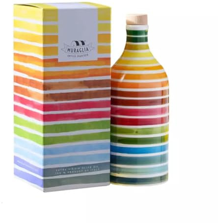 Confezione Regalo Orcio in Ceramica Arcobaleno con Olio Extra Vergine di Oliva Muraglia 500 ml