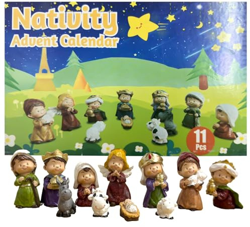 Calendario dell'Avvento con scena della Natività 2025, calendario dell'Avvento natalizio religioso cristiano per bambini, ragazzi e ragazze, bambini piccoli, adolescenti, giocattoli da interno