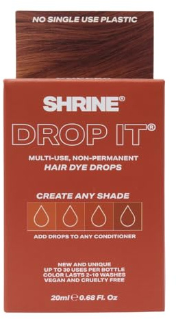 Shrine Drop It Hair Dye Drops – COPPER | Semi-Permanent Vegan Hair Colour | Customisable Tones | Damage-Free | Cruelty-Free | Long-Lasting Warm Copper Shade