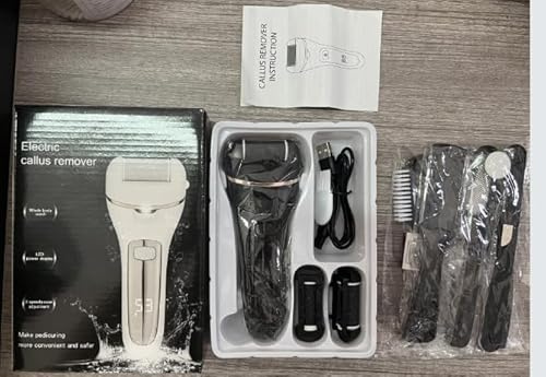 Yinhing Elektrisches Fuß-Hornhautentferner-Set, Wiederaufladbar, Fußschleifer, Digitales Display, Edelstahl, Pediküre-Werkzeug-Set, Tragbares Fußpflegeset, Fußfeile, Entfernen