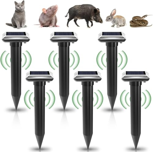 6 Stück Solar Maulwurf Vertreiber, Ultrasonic Solar Maulwurfschreck, Maulwurfbekämpfung, Wühlmausschreck, Mole Repellent, Schädlingsbekämpfung mit IP65 für Den Rasen Garten