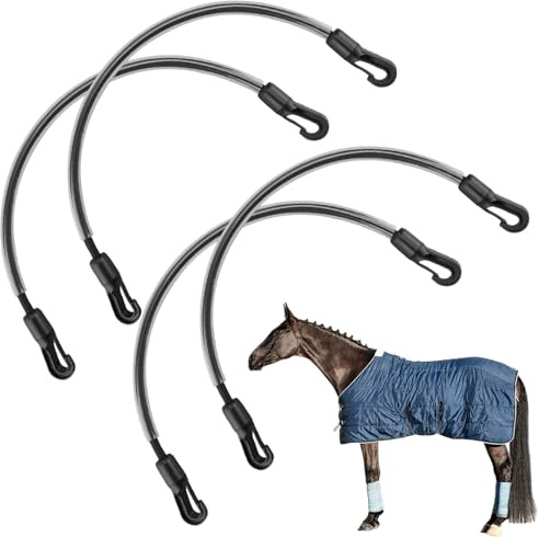 Generisch Pferdedecken Beinbänder | 4 Stück elastische verstellbare Bänder - 54 cm Beinriemen Ersatz für Pferdedecken mit Doppelhaken,Für Haustiere Training Winterdecke Stall Eimer Reitsport