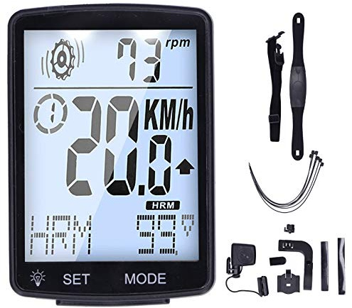 Fahrradcomputer 2,8 Zoll Großer Bildschirm LED Beleuchtung Multifunktionaler Fahrrad Tachometer - Klare Anzeige Im Dunkeln, Einfache Installation Für Fahrrad Und Motorrad (Weiß)