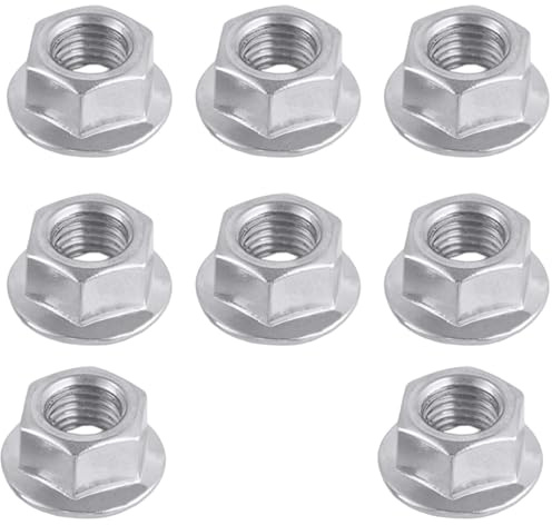 Icetop Flange Nuts, 8Pcs M12 x 1.25mm Stainless Steel Serrated Lock Nuts | Fine Thread Hex Flange Nut for Automotive Motorcycle Machinery DIY
