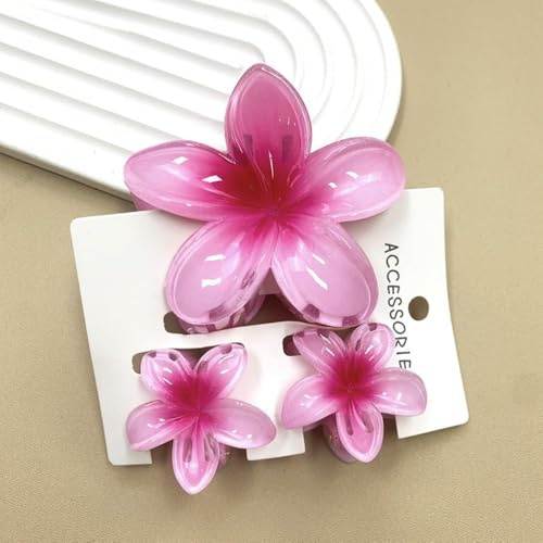 3 Stück Blumen Haarklammer, Blumen Haarspangen Für Frauen, Hawaiianische Blumenhaarklammer, Rutschfest Blumenspangen Haare, Haarspange Blume, Haarstyling Zubehör Für Dickes, Dünnes Haar,Rosa