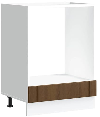 WRJENFSC Lucca Armoire de cuisine pour four encastrable et micro-ondes - En bois aspect chêne marron - Avec pieds réglables - 60 x 46 x 81,5 cm