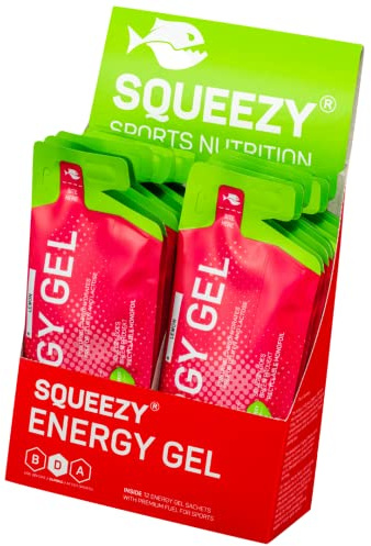Squeezy Energy Gel Box Zitrone (12x 33g) - Sport Energy Gel für schnelle & dauerhafte Energie bei maximaler Verträglichkeit beim Laufen, Radsport, Marathon & Co.