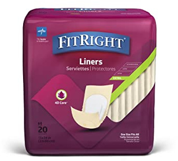 FitRight Extra Incontinence Liners, Moderate Absorbency, 13 x 30, 20 Count (Pack of 4)