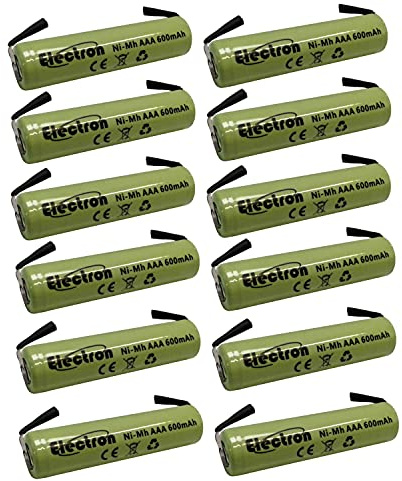 12x Batteria ricaricabile Ni-Mh ministilo mini stilo AAA 1,2V 600mAh con linguette lamelle terminali a saldare per pacco pacchi batteria