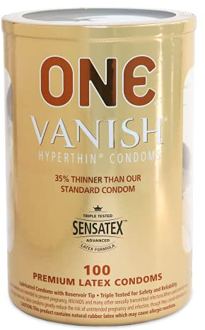 ONE Condoms Vanish Hyperthin | Ultra Thin Latex Condoms 100 Pack