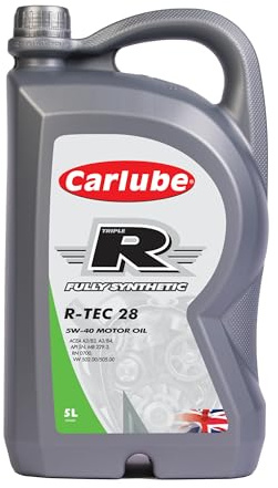 Carlube Triple R 5W-40 ACEA A3/B4, API SN Olio Motore Completamente Sinteticoe R-TEC 28 5L per Volkswagen