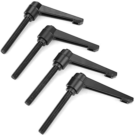 YWBL-WH M10 Clamp Lever Adjustable, Heavy Duty Clamping Handle Locking Fastener for Machine Tool Packaging Equipment Stainless Steel Black 80mm Male Thread 4 Pack