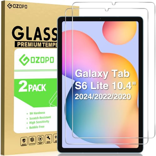 GOZOPO [2-Pack Screen Protector for Samsung Galaxy Tab S6 Lite 10.4 2024/2022/2020 SM-P610/P615 9H HD Tempered Glass Film Samsung Tab S6 Lite 10.4