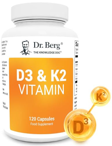 Dr. Berg Vitamin D3 K2 w/ MCT - Includes 2,000 IUs of Vitamin D3 & 50 mcg MK7 Vitamin K2 - No Added Sugars, Maltodextrin or Corn Syrup - 120 Capsules
