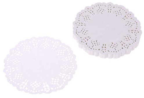 SHOTAY BENGKUI Paper Coaster,100pcs Lace Coaster Placemat Cushion Mug Holder Tea Cup Pad Mat Wedding Party White