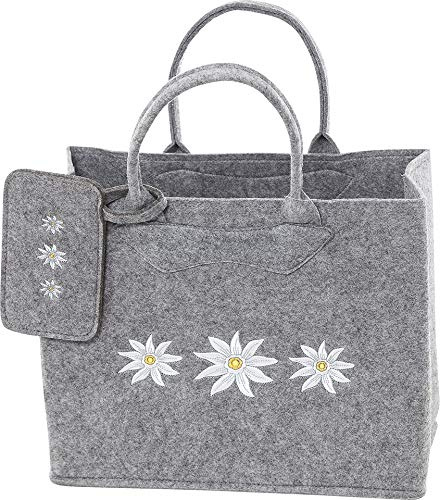 Witzgall Filz Trachtentasche 3553/56/23 mit Handytasche H38x20x30cm gesticktem Edelweiss