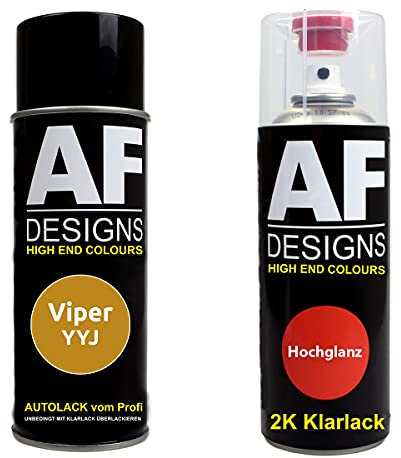 Autolack Spraydose Set für Viper YYJ Inca Gold Perl Metallic 2K Klarlack Basislack Sprühdose Spraydosen 2x400ml