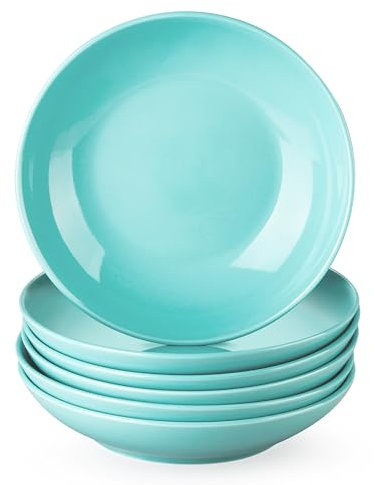 LOVECASA Serie Sweet Servizio di Piatti in Porcellana, Set di Piatti Profondi, Piatti Fondi in Porcellana per 6 Persone, 21CM 550ML, per Primi, Zuppa, Pasta, Insalata, Azzurro