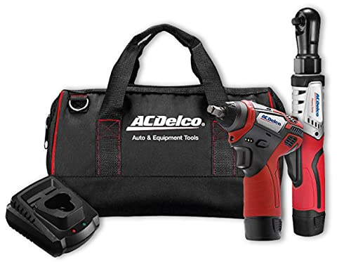 ACDelco ARW12103-K1 G12 Series 10.8V Cordless Li-ion 3/8” Brushless Ratchet Wrench & Impact Wrench Combo Tool Kit with 2 Batteries, Charger & Canvas Bag